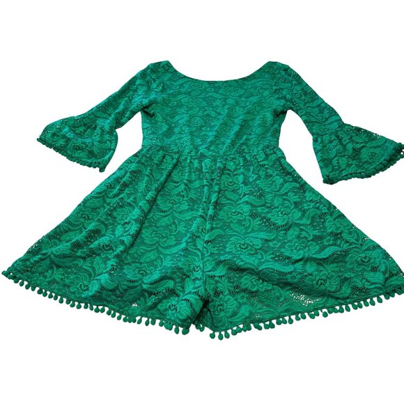 GB Brand Green Lace Romper Shorts High-Rise Polyester Blend Junior's Size L-READ - Picture 4 of 16